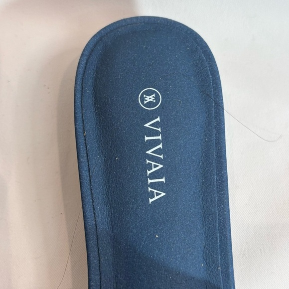 VIVAIA Sz 37 Mules Pointy Denim Like Fabric Upper Bow Slip On Stripe Pattern NEW - Picture 3 of 9